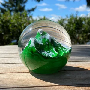 Eye Environmental Mount Hood Handblown Glass Paperweight by Glass Eye Studio