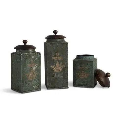 FABULIV VINTAGE Green Antique Boxes (Set of 3)