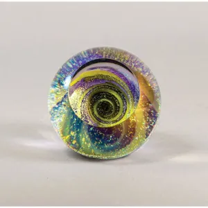 Fireball Paperweight in Adventurine Handblown Glass Paperweight by Glass Eye Studio