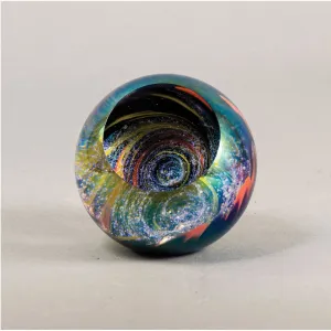 Fireball Paperweight in Black Handblown Glass Paperweight by Glass Eye Studio