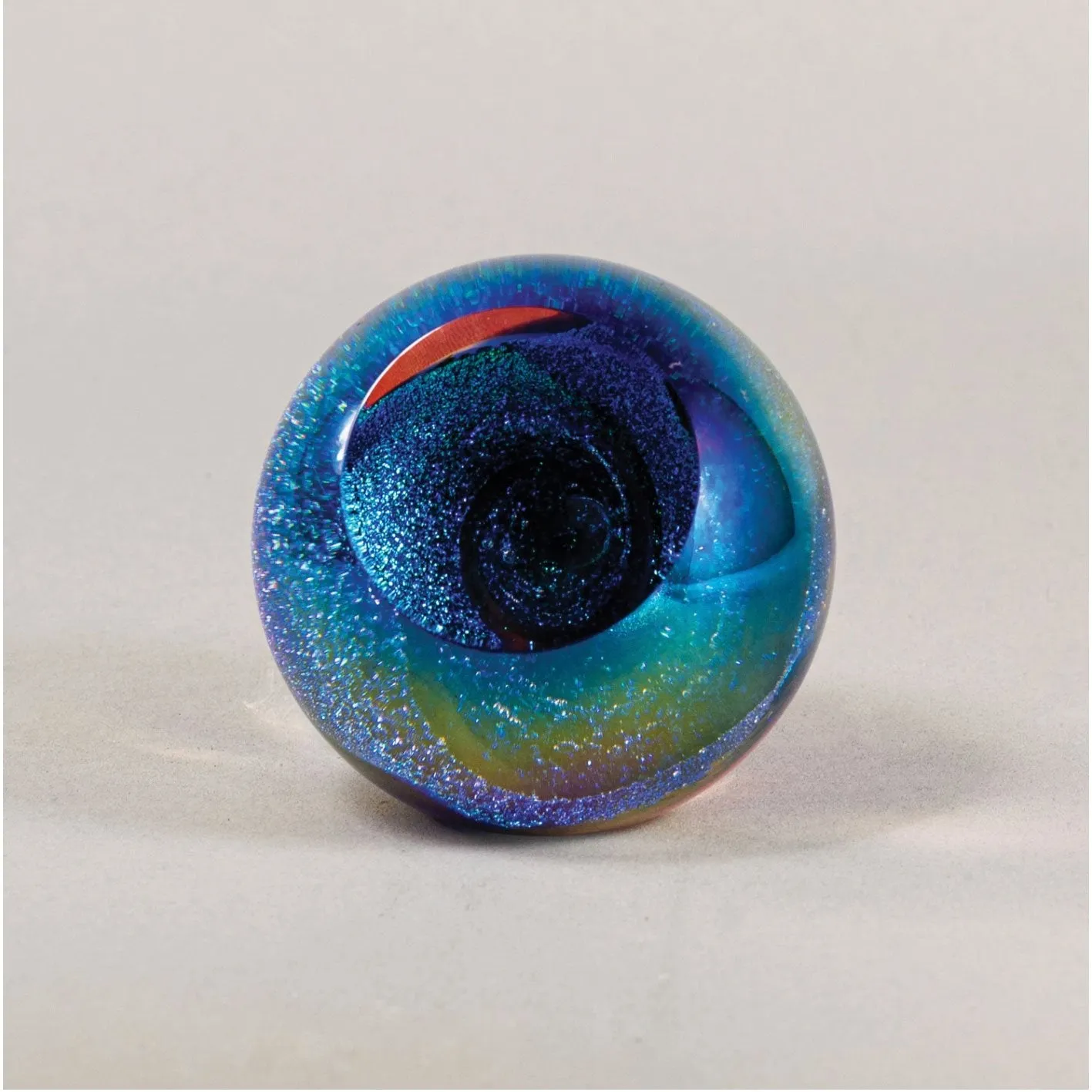 Fireball Paperweight in Serpentine Handblown Glass Paperweight by Glass Eye Studio