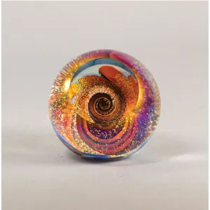 Fireball Paperweight in Starburst Handblown Glass Paperweight by Glass Eye Studio