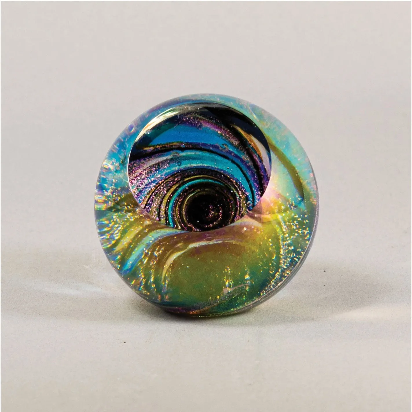 Fireball Paperweight in Twilight Handblown Glass Paperweight by Glass Eye Studio