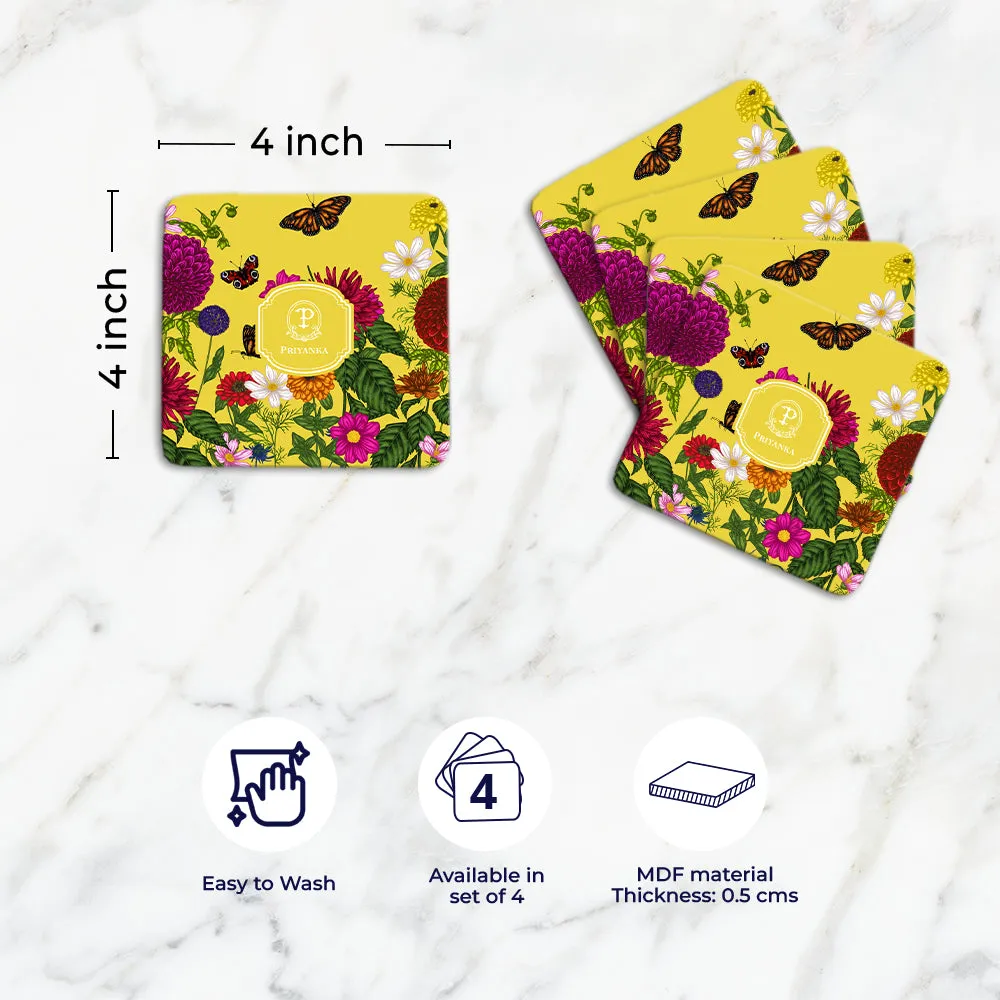 Floral Flutter Tableware Set (4 Placemats & 4 Casters)