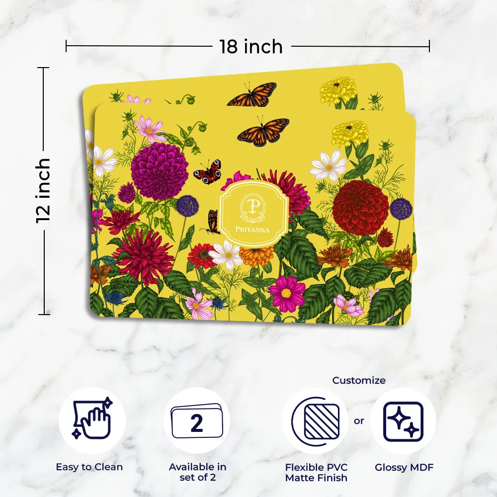 Floral Flutter Tableware Set (4 Placemats & 4 Casters)