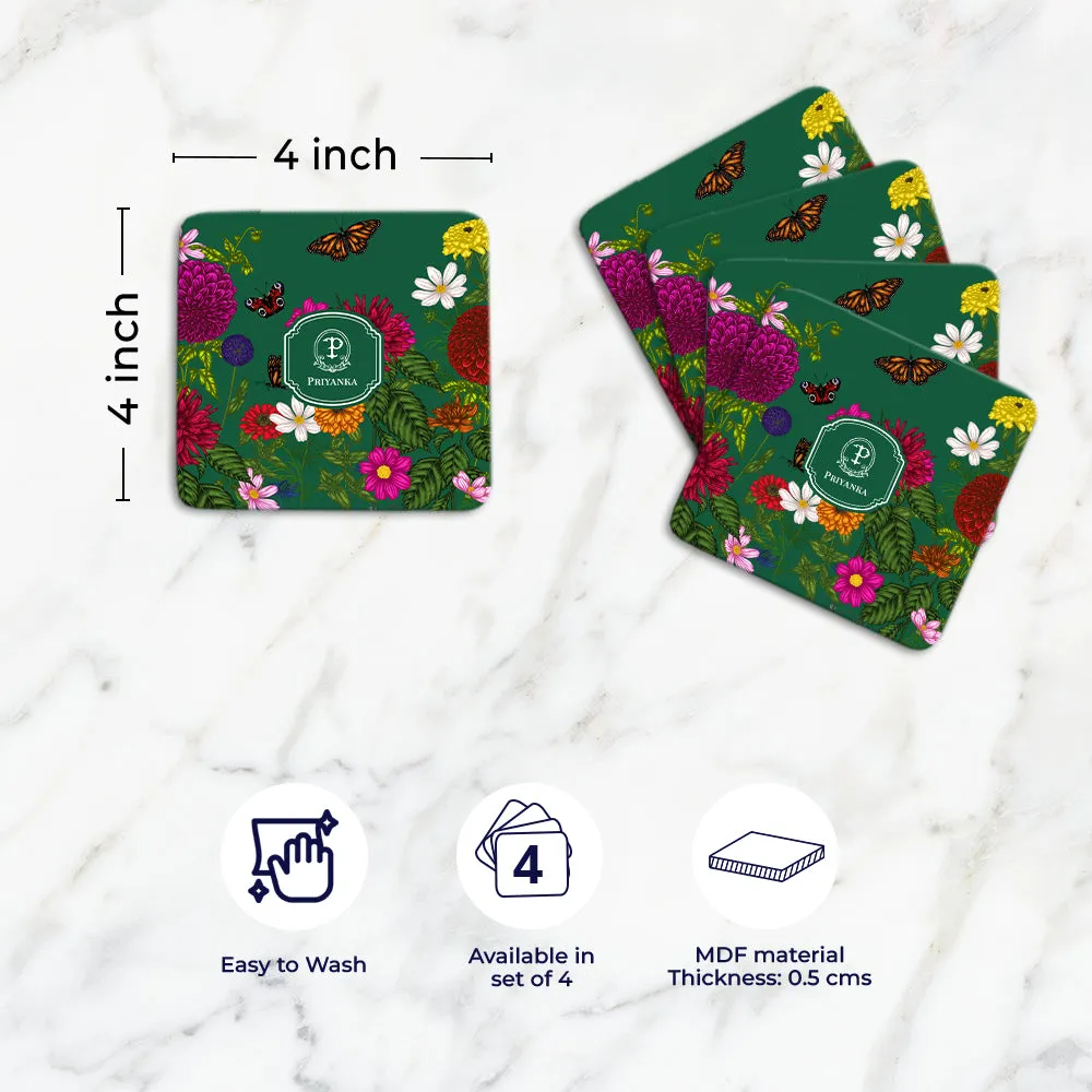 Floral Flutter Tableware Set (4 Placemats & 4 Casters)