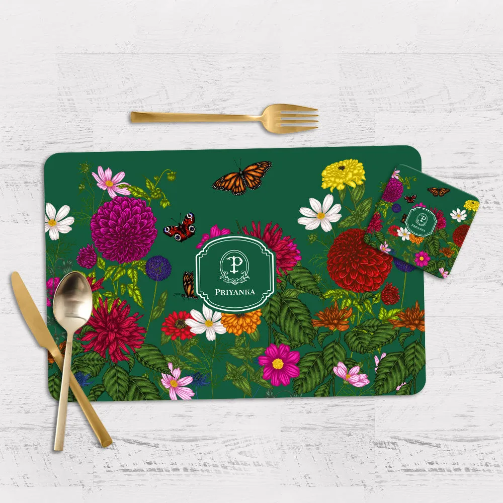 Floral Flutter Tableware Set (4 Placemats & 4 Casters)