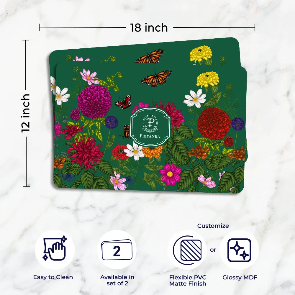 Floral Flutter Tableware Set (4 Placemats & 4 Casters)