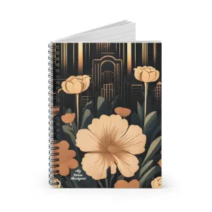 Flowers with Art Deco Building, Spiral Notebook Journal - Write in Style