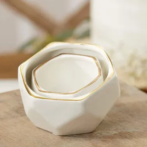 GeoChic White Ceramic Planter Duo (Set of 2)