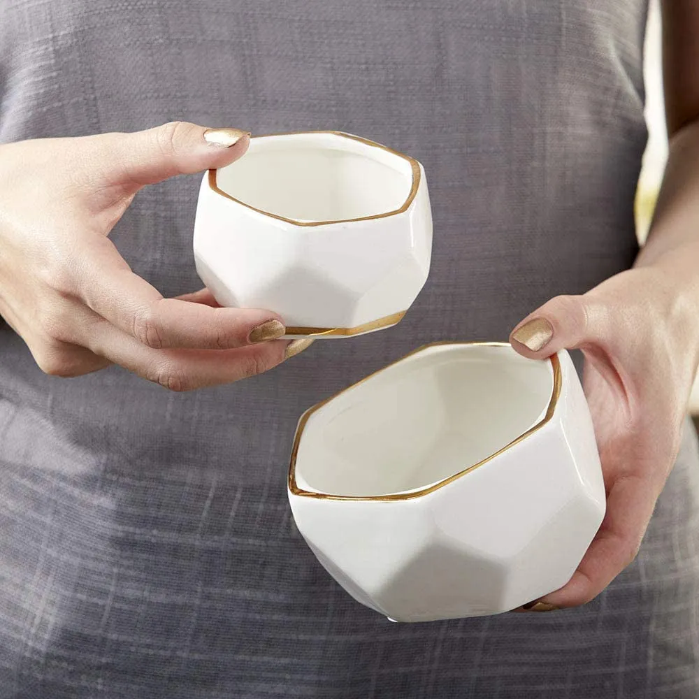 GeoChic White Ceramic Planter Duo (Set of 2)