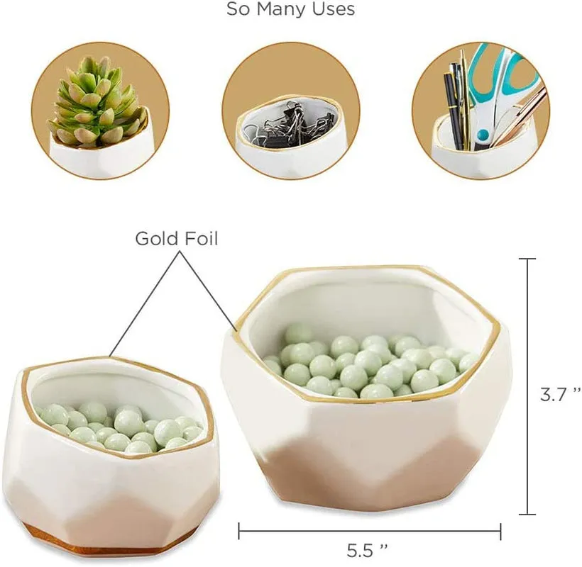 GeoChic White Ceramic Planter Duo (Set of 2)