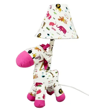 Giraffe Short Night Lamp Pink & White Print