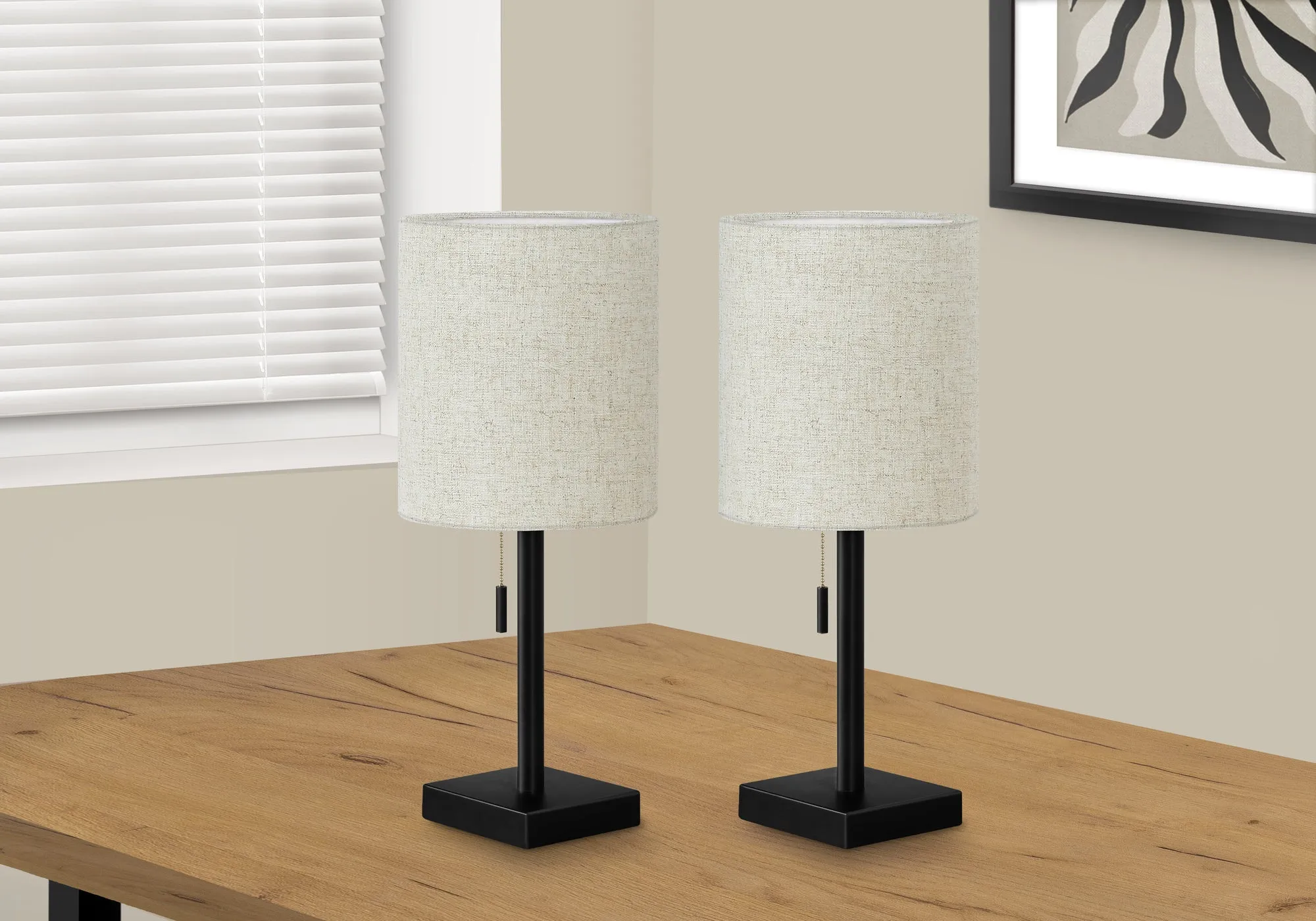 GlowMax Duo: Modern USB Table Lamps - Black Metal & Beige Shade Set