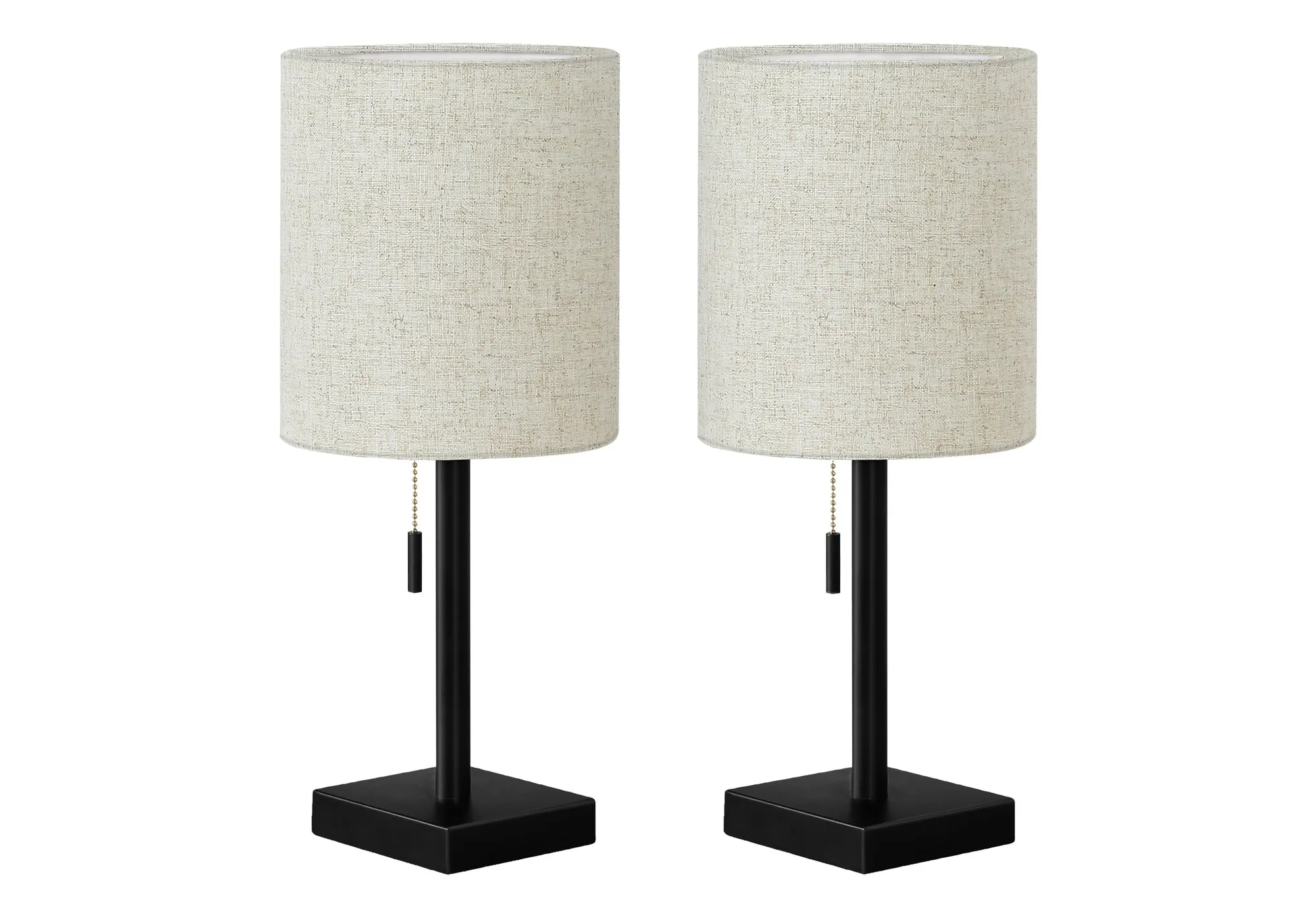 GlowMax Duo: Modern USB Table Lamps - Black Metal & Beige Shade Set