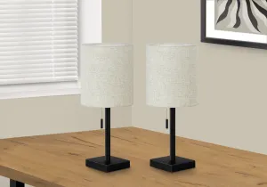 GlowMax Duo: Modern USB Table Lamps - Black Metal & Beige Shade Set