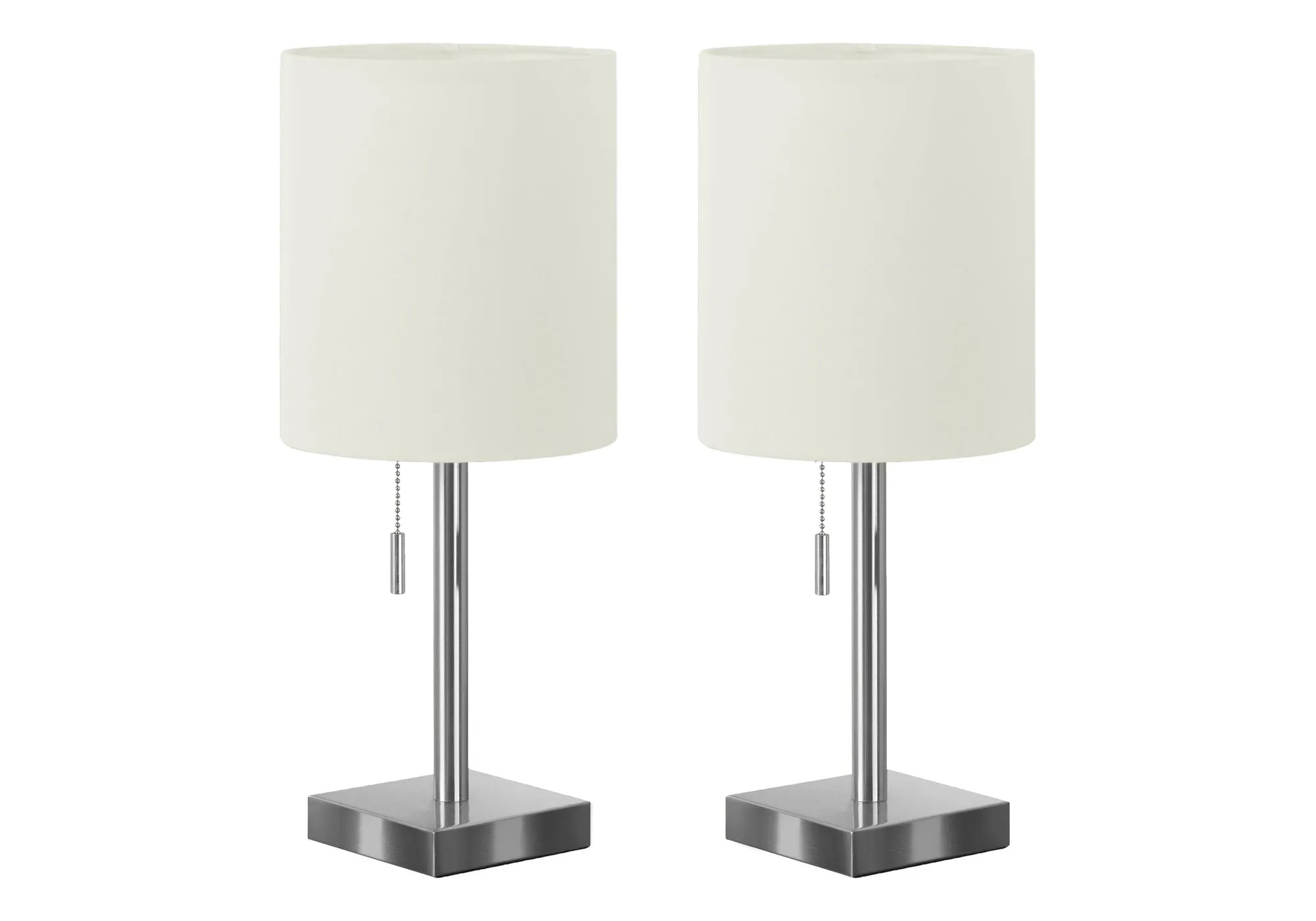 GlowMax Duo - USB Table Lamps: Modern Nickel Metal Design, Ivory Shade, Set of 2, 17"H