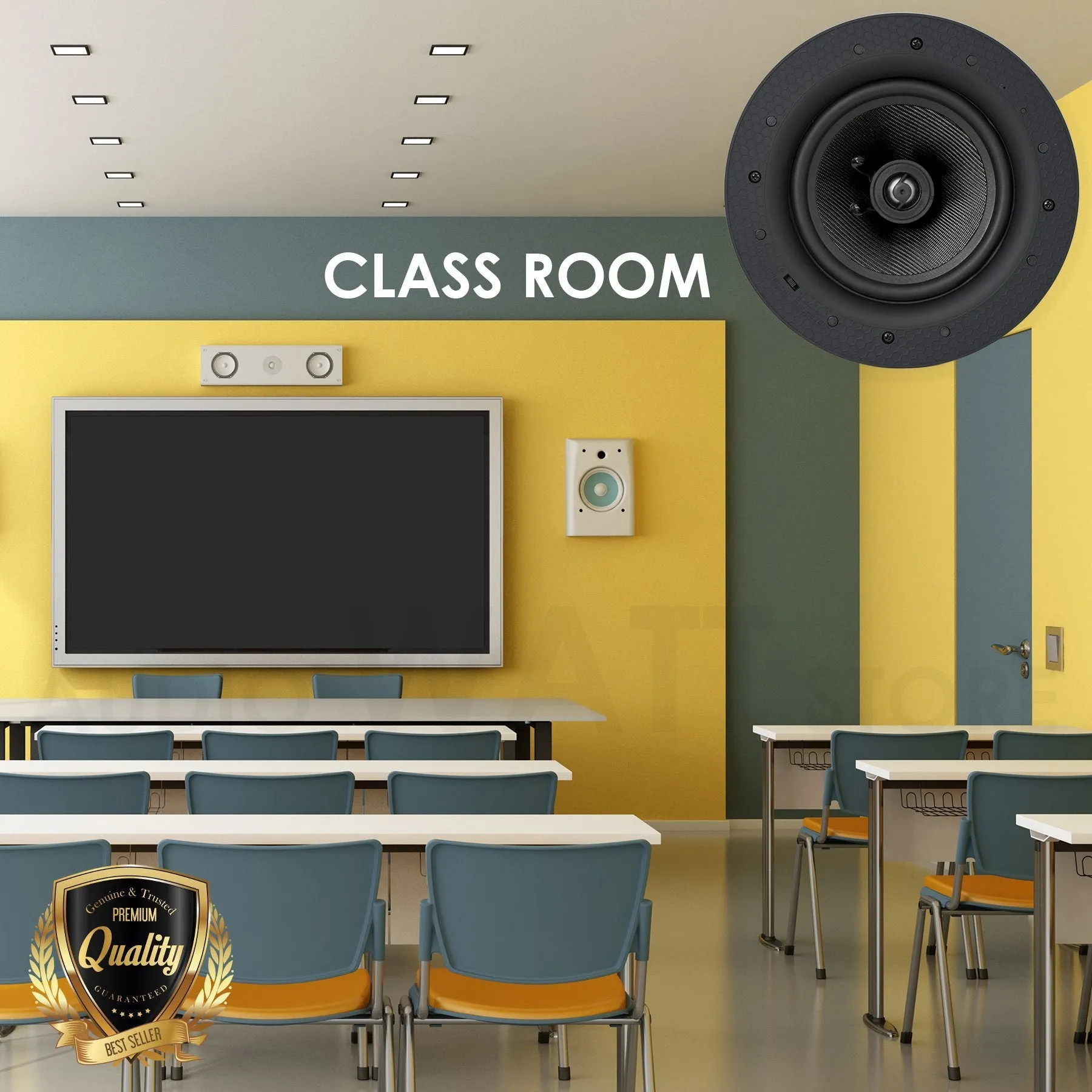 Gravity Premium SG-6Hi 6.5" 200 Watts Flush Mount In-wall In-ceiling 2-Way Universal Home Speaker System with Polypropylene Cone Titanium Tweeter Stereo Sound Easy to Install Adapter