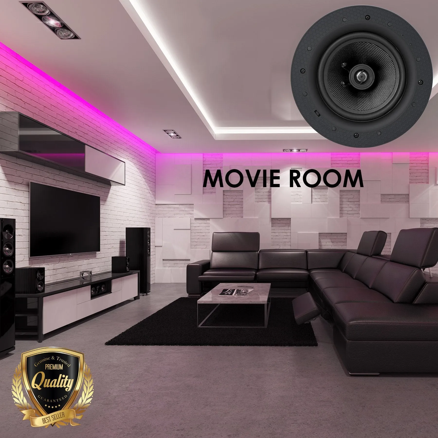Gravity Premium SG-6Hi 6.5" 200 Watts Flush Mount In-wall In-ceiling 2-Way Universal Home Speaker System with Polypropylene Cone Titanium Tweeter Stereo Sound Easy to Install Adapter