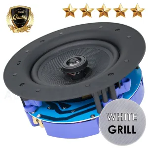 Gravity Premium SG-6Hi 6.5" 200 Watts Flush Mount In-wall In-ceiling 2-Way Universal Home Speaker System with Polypropylene Cone Titanium Tweeter Stereo Sound Easy to Install Adapter