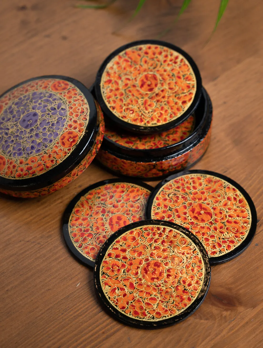 Hand-Painted Kashmiri Coasters (With Box)
