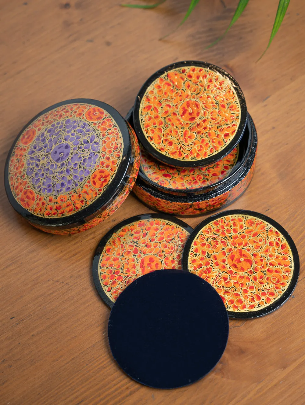 Hand-Painted Kashmiri Coasters (With Box)