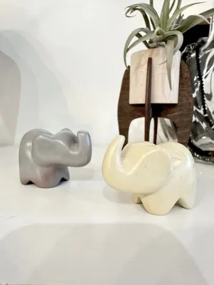 Handmade Soapstone Elephant Paperweight/Hand Carved Miniature Figurines/Sculptures
