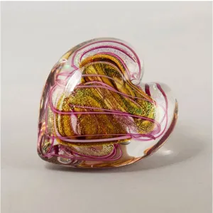 Heart of Fire Paperweight in Pink Handblown Glass Paperweight by Glass Eye Studio