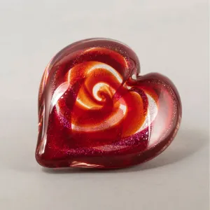 Heart of Fire Paperweight in Scarlet Handblown Glass Paperweight by Glass Eye Studio
