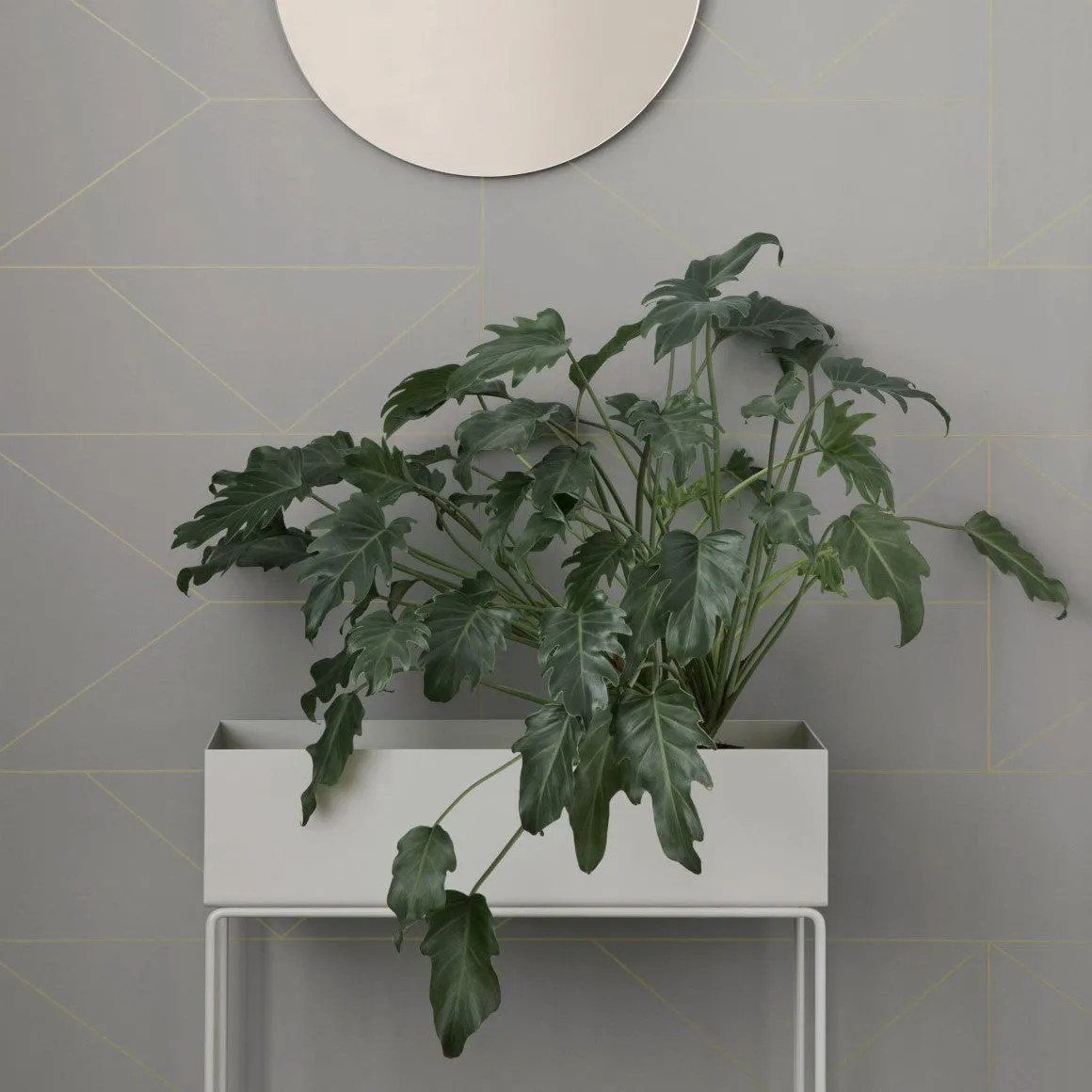 Indoor Metal Tall Rectangle Tray Plant Pot Stand-White