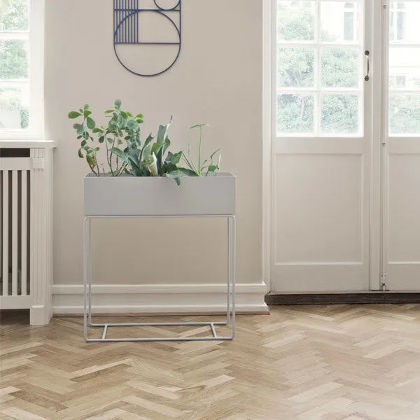Indoor Metal Tall Rectangle Tray Plant Pot Stand-White