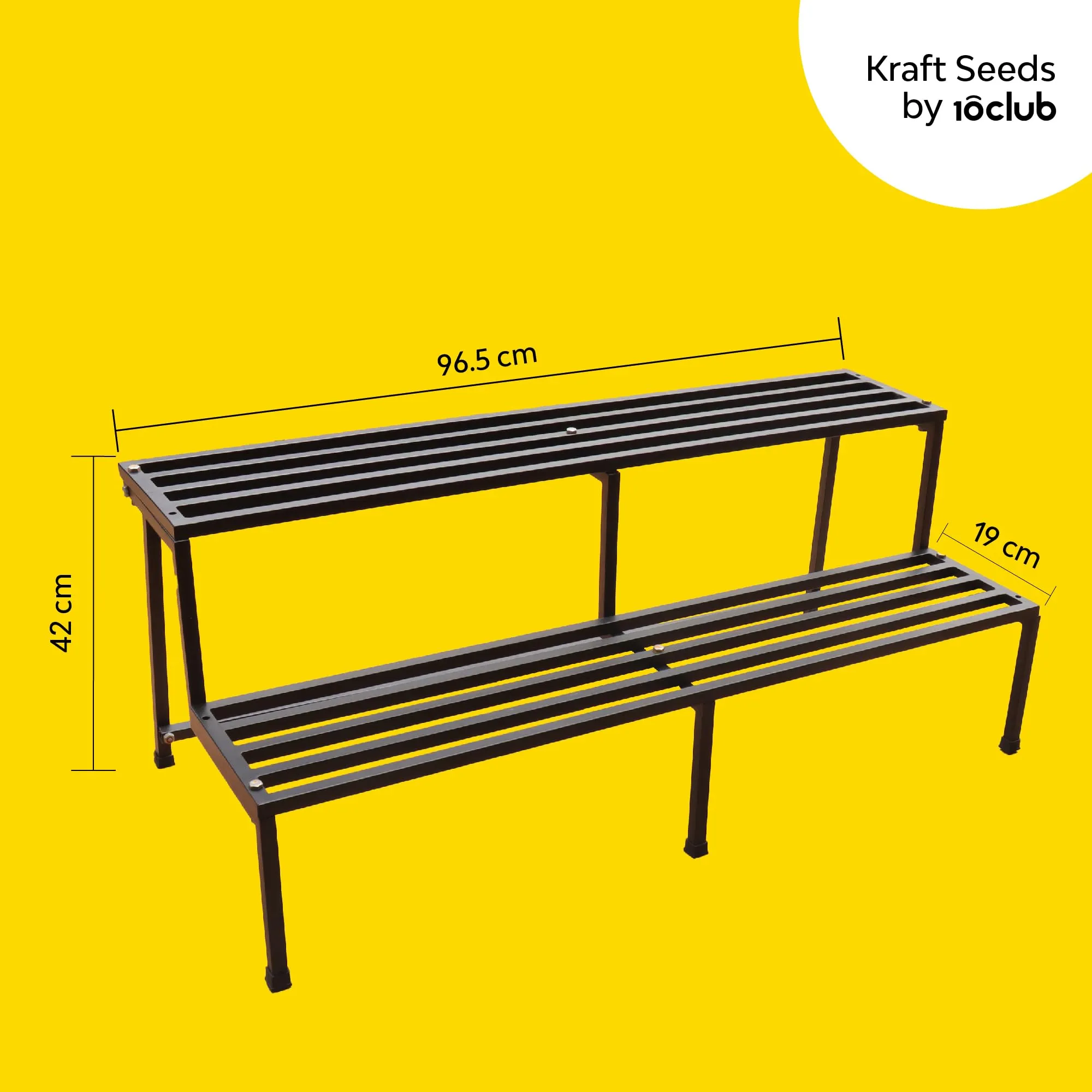 Kraft Seeds by 10CLUB Spectacular 2-Tier Metal Stand | Plant Stands | Multi-Level Plant Display Rack for Indoor & Outdoor Use - Perfect for Your Home and Garden Decor