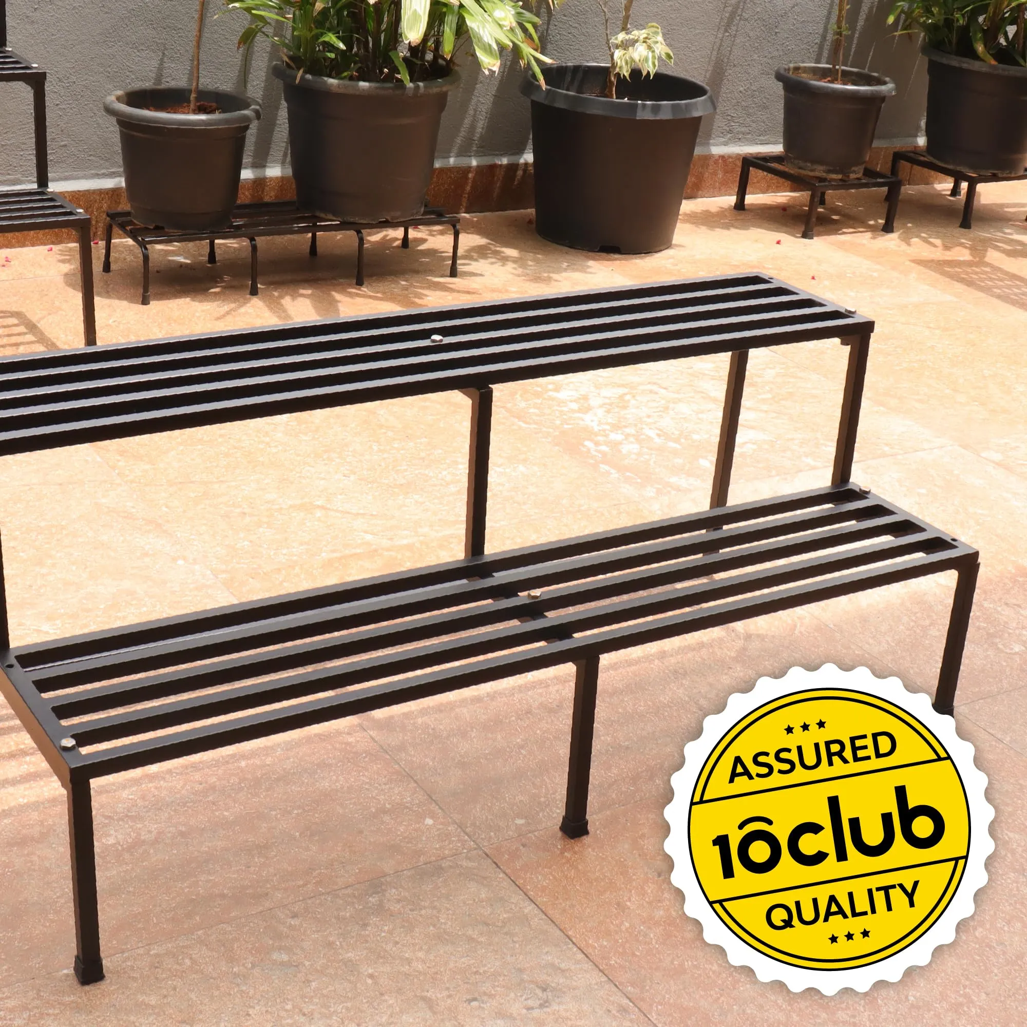 Kraft Seeds by 10CLUB Spectacular 2-Tier Metal Stand | Plant Stands | Multi-Level Plant Display Rack for Indoor & Outdoor Use - Perfect for Your Home and Garden Decor