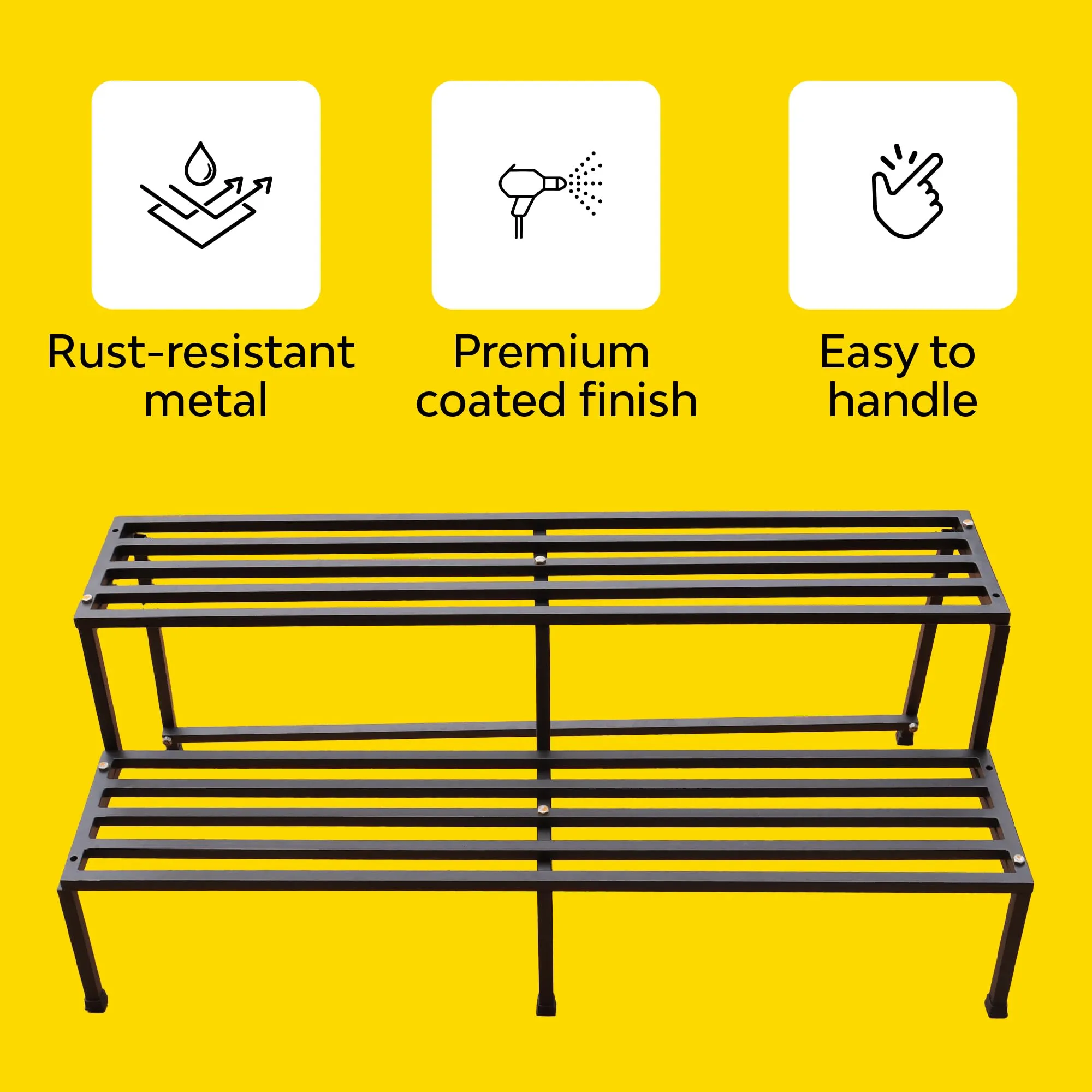 Kraft Seeds by 10CLUB Spectacular 2-Tier Metal Stand | Plant Stands | Multi-Level Plant Display Rack for Indoor & Outdoor Use - Perfect for Your Home and Garden Decor