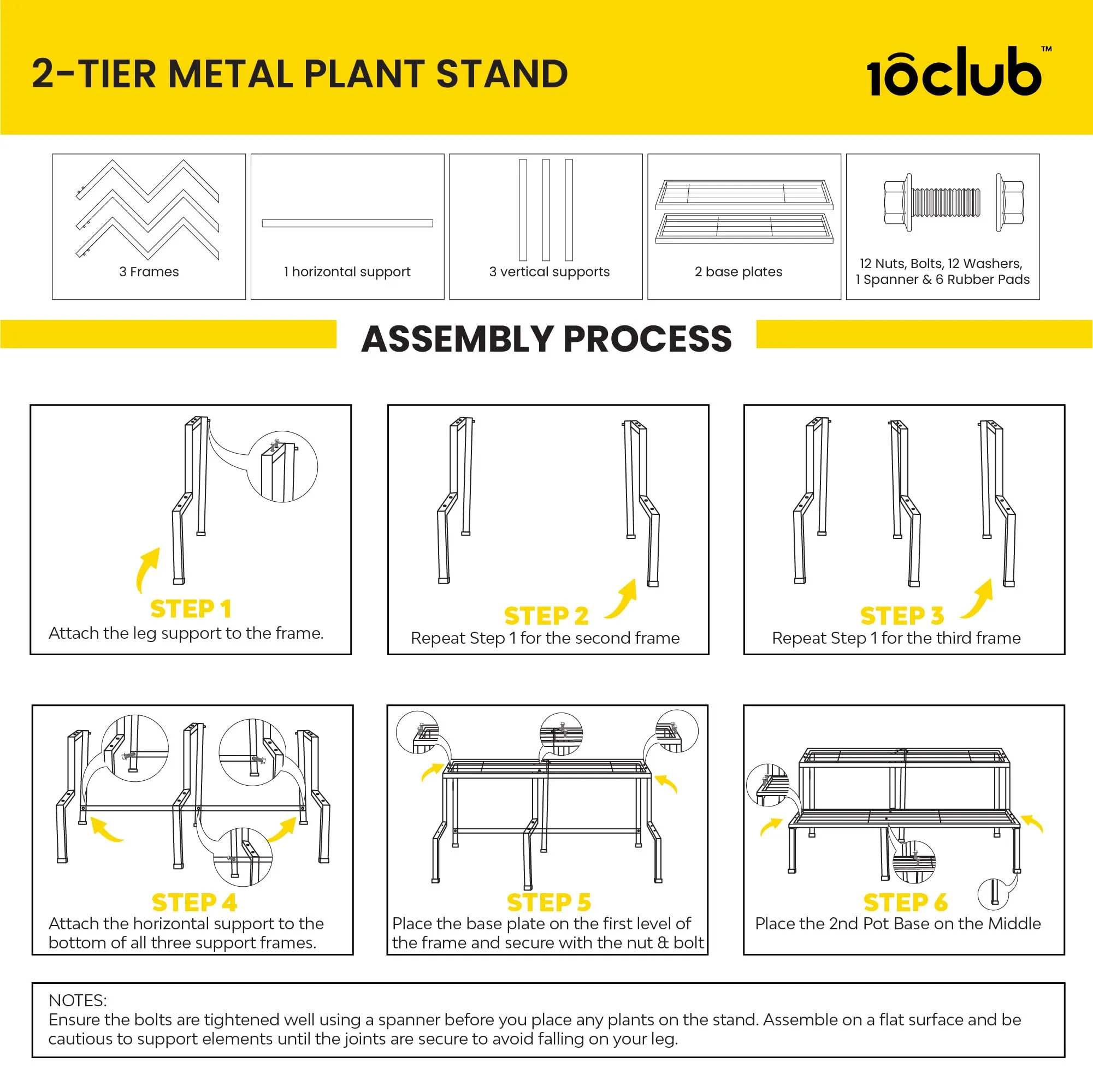 Kraft Seeds by 10CLUB Spectacular 2-Tier Metal Stand | Plant Stands | Multi-Level Plant Display Rack for Indoor & Outdoor Use - Perfect for Your Home and Garden Decor