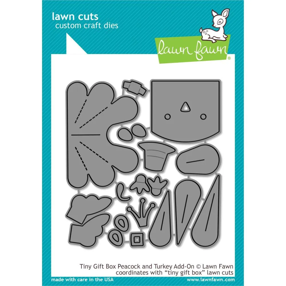 Lawn Cuts Custom Craft Die - Tiny Gift Box Peacock & Turkey Add-On*