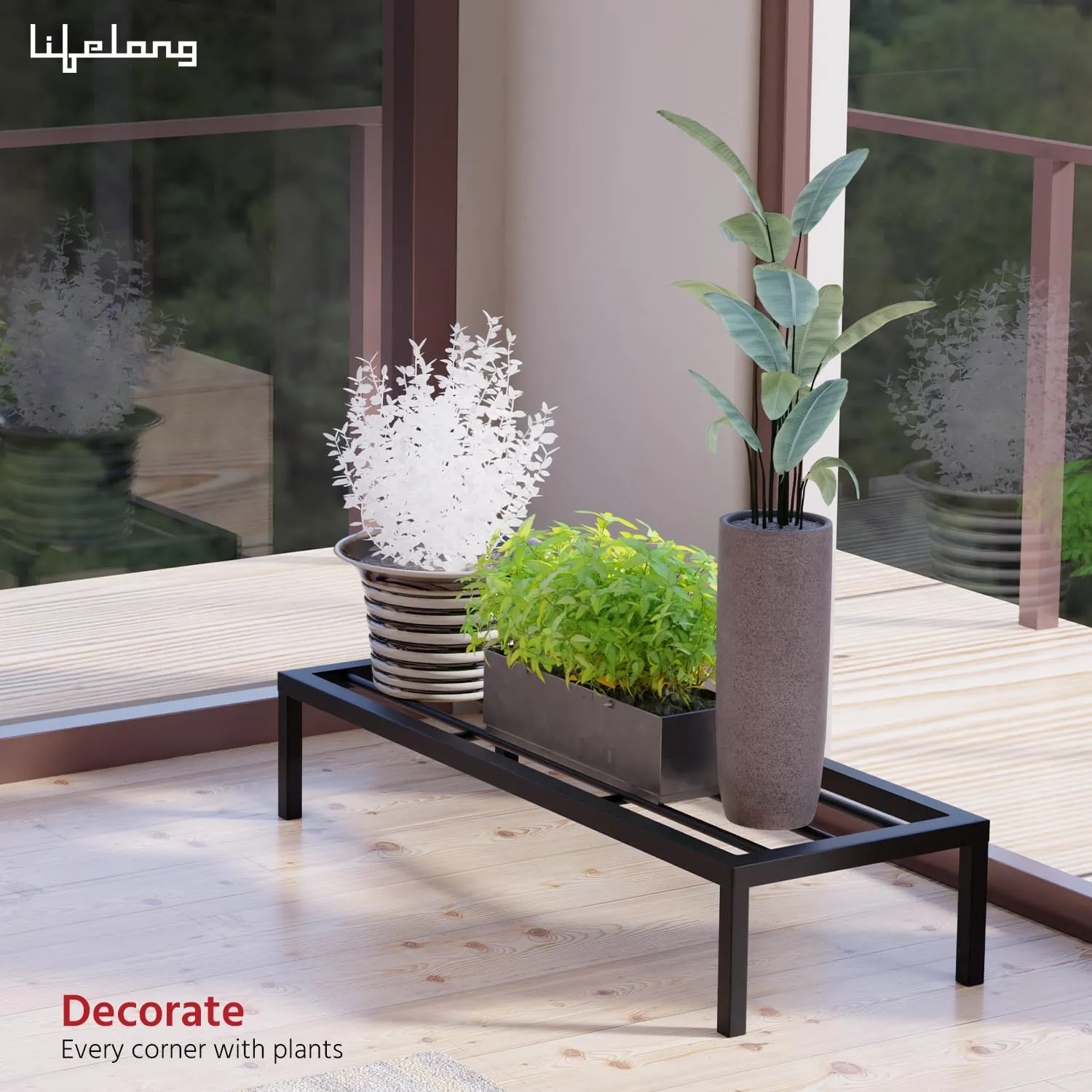 Lifelong Set Of 4 Plant Stand For Balcony & Living Room Capacity 120Kg- Anti-Rust Pot Stand For Outdoor Plants & Indoor Planters- Gamla,Planter,Flowerpot,Garden,Plant Stands For Balcony Decoration