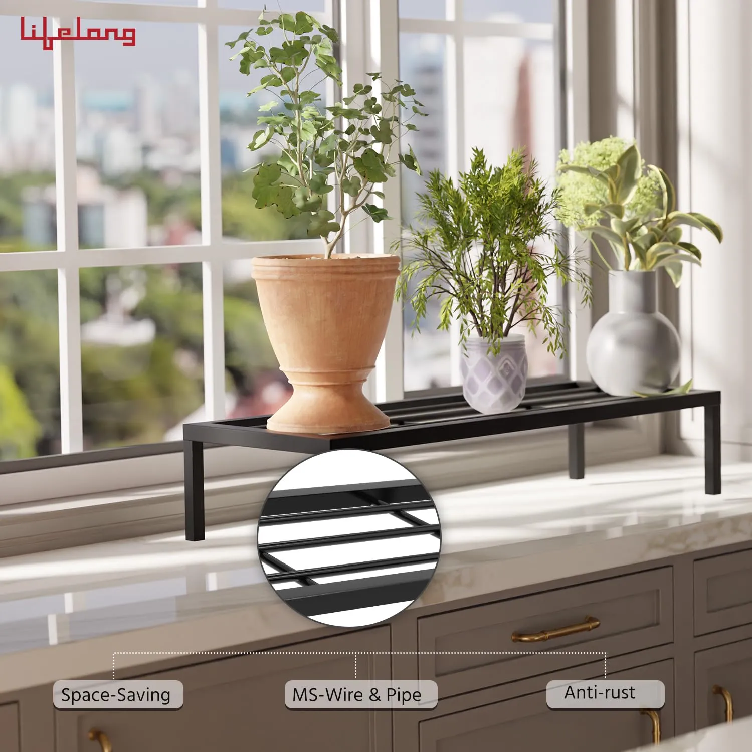 Lifelong Set Of 4 Plant Stand For Balcony & Living Room Capacity 120Kg- Anti-Rust Pot Stand For Outdoor Plants & Indoor Planters- Gamla,Planter,Flowerpot,Garden,Plant Stands For Balcony Decoration