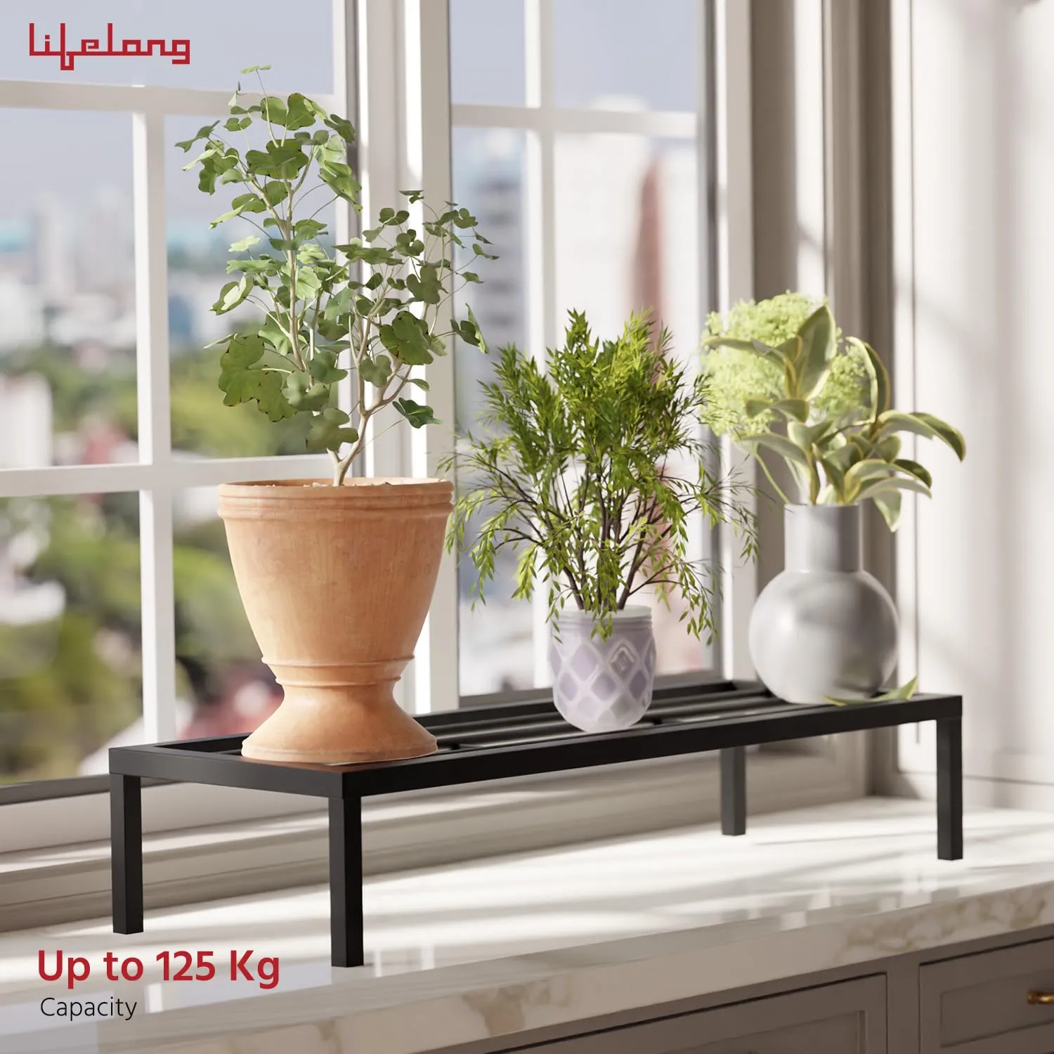 Lifelong Set Of 4 Plant Stand For Balcony & Living Room Capacity 120Kg- Anti-Rust Pot Stand For Outdoor Plants & Indoor Planters- Gamla,Planter,Flowerpot,Garden,Plant Stands For Balcony Decoration