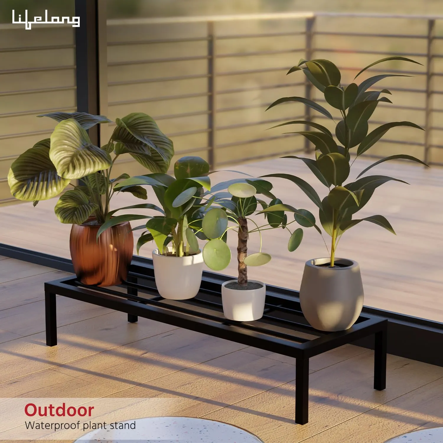 Lifelong Set Of 4 Plant Stand For Balcony & Living Room Capacity 120Kg- Anti-Rust Pot Stand For Outdoor Plants & Indoor Planters- Gamla,Planter,Flowerpot,Garden,Plant Stands For Balcony Decoration