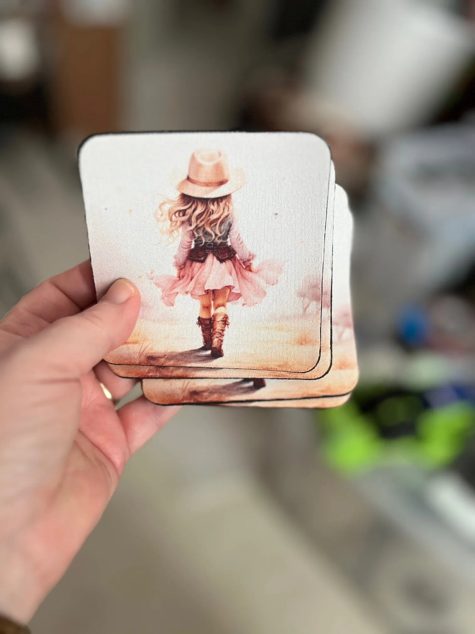 Little Cowgirl Pink Sass Neoprene Coasters - Set of 4