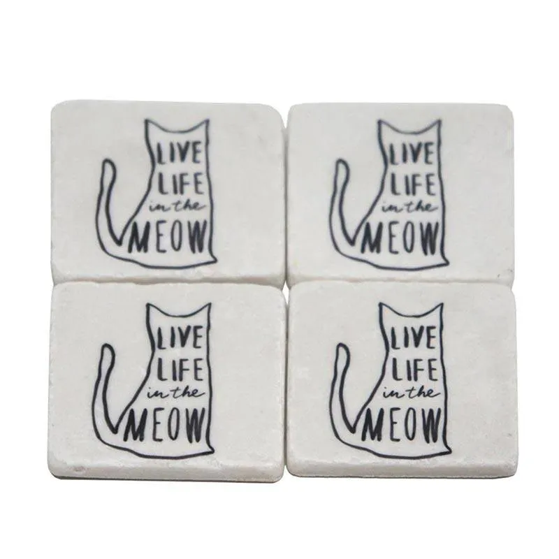 Live Life In The Meow Coaster Set