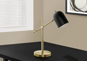 Lumina Elegance: 18 inch Brass Metal Lamp with Black Shade - Contemporary Design
