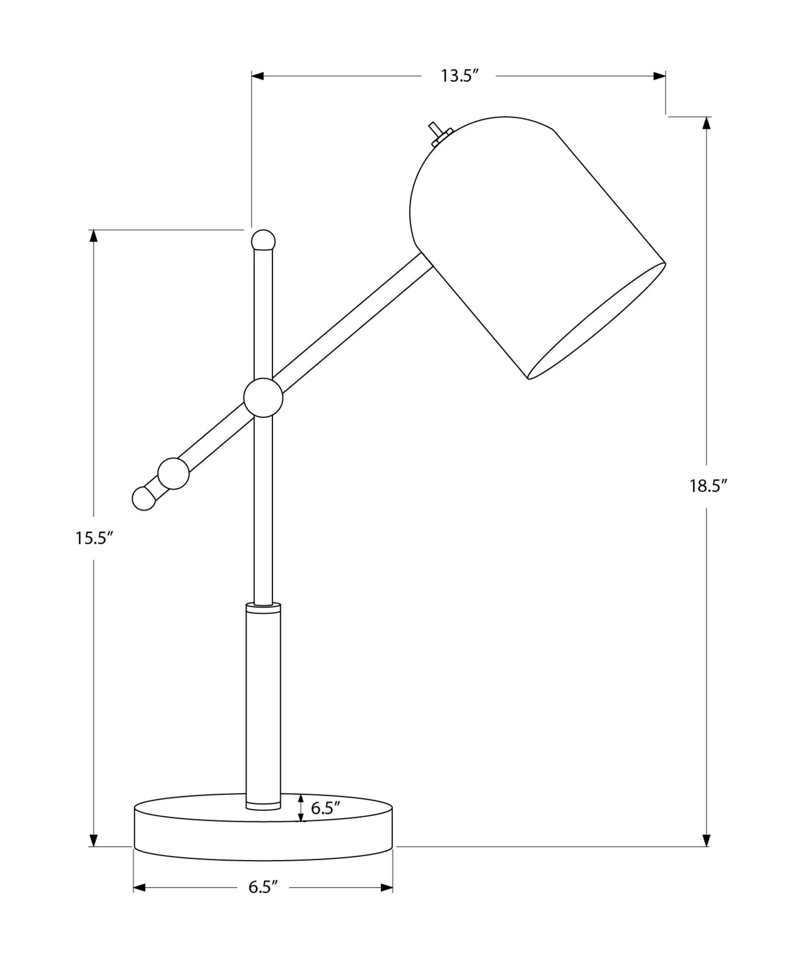 Lumina Elegance: 18 inch Brass Metal Lamp with Black Shade - Contemporary Design