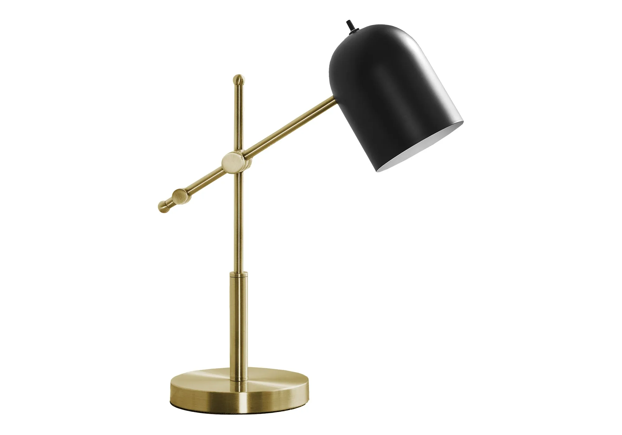 Lumina Elegance: 18 inch Brass Metal Lamp with Black Shade - Contemporary Design