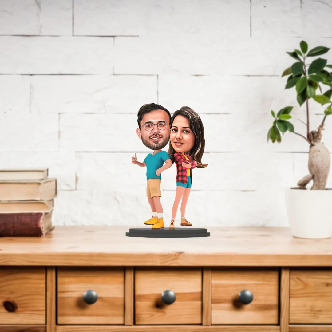 MakerTech Gifting Wood Rtech Gifting Avatar Stand Personalized Gift For Boyfriend, Husband, Brother, Friends, Bff Character Caricature Photo Frame Unique Design Customized Gift For Friends & Family D7