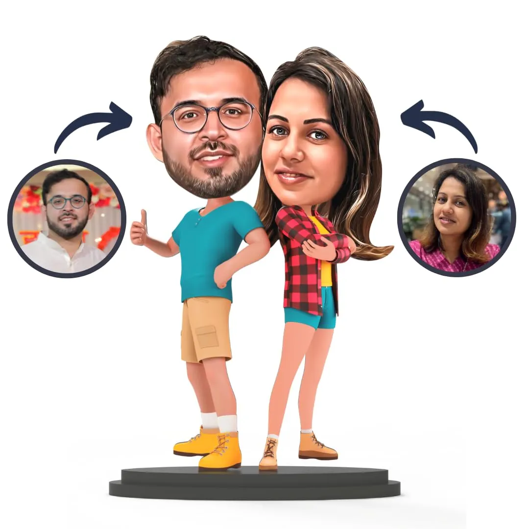 MakerTech Gifting Wood Rtech Gifting Avatar Stand Personalized Gift For Boyfriend, Husband, Brother, Friends, Bff Character Caricature Photo Frame Unique Design Customized Gift For Friends & Family D7