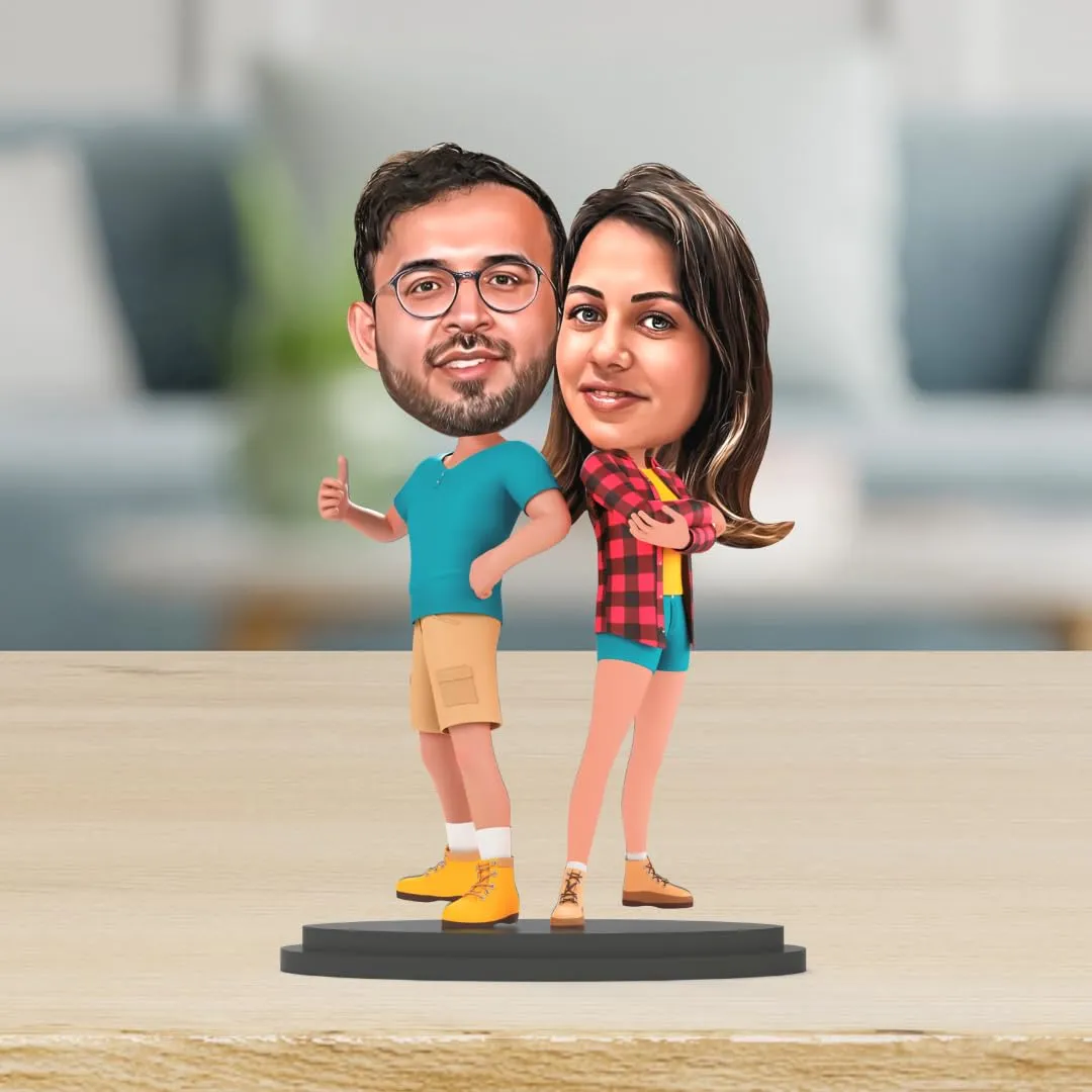 MakerTech Gifting Wood Rtech Gifting Avatar Stand Personalized Gift For Boyfriend, Husband, Brother, Friends, Bff Character Caricature Photo Frame Unique Design Customized Gift For Friends & Family D7