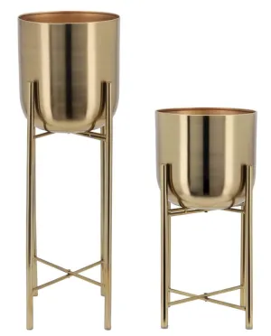 METAL DECORATIVE MODERN INDOOR PLANTER - PACK OF 2