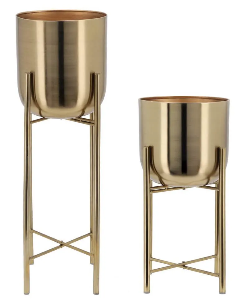 METAL DECORATIVE MODERN INDOOR PLANTER - PACK OF 2
